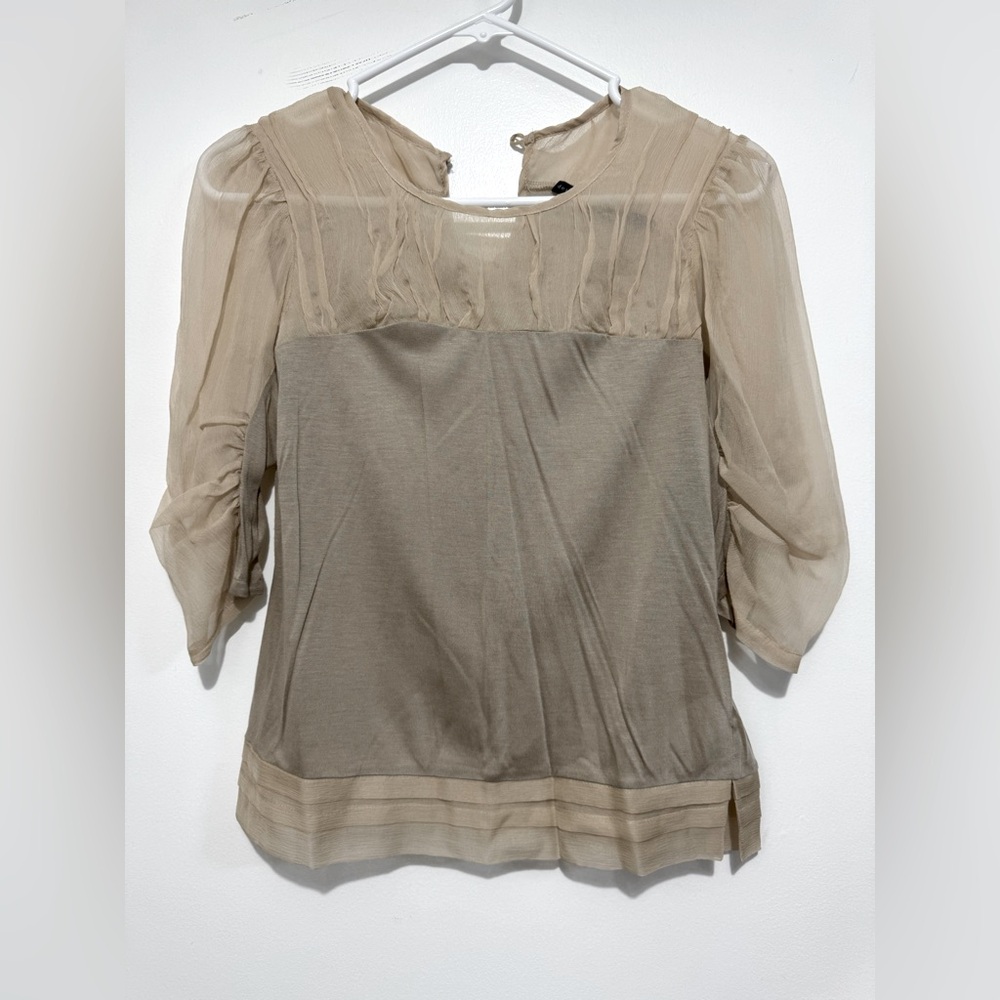 Development by Erica Davies Beige/Taupe Sheer Top XS